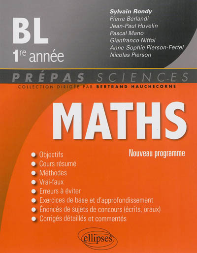 Maths, BL 1re année : nouveau programme