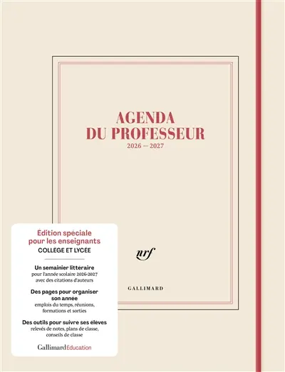Agenda du professeur : septembre 2026-août 2027 : un calendrier de personnages