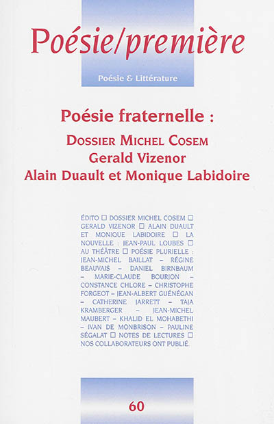 Poésie première, n° 60. Dossier Michel Cosem