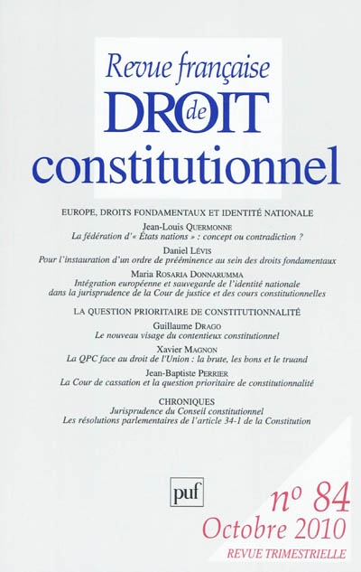 Revue française de droit constitutionnel, n° 84