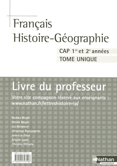 Français, histoire-géographie, CAP