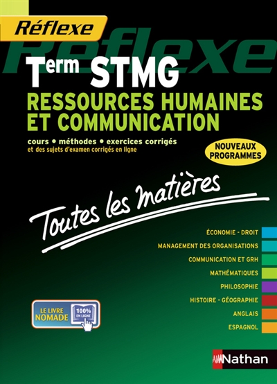 Ressources humaines et communication, terminale STMG : cours, méthodes, exercices corrigés : nouveaux programmes