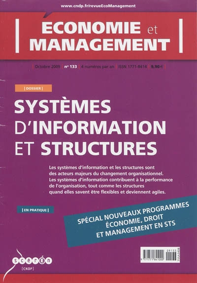 Economie et management, n° 133. Systèmes d'information et structures