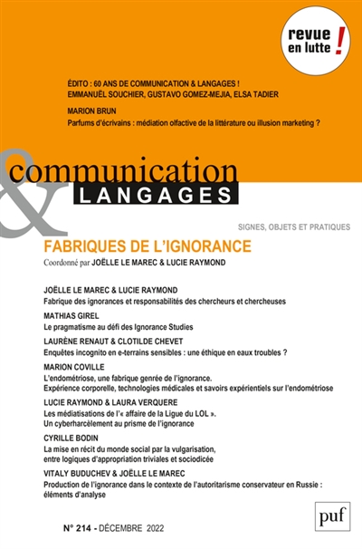 Communication & langages, n° 214. Fabriques de l'ignorance
