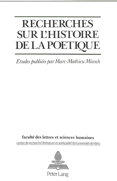 Recherches sur l'histoire de la poétique