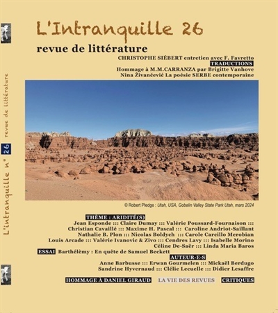 Intranquille (L') : revue de littérature, n° 26. Aridité(s)