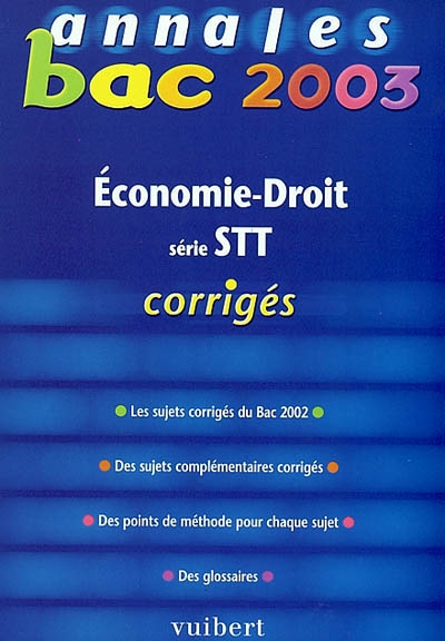 Economie-droit, série STT : bac 2003