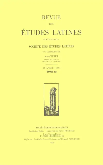 Revue des études latines, n° 82