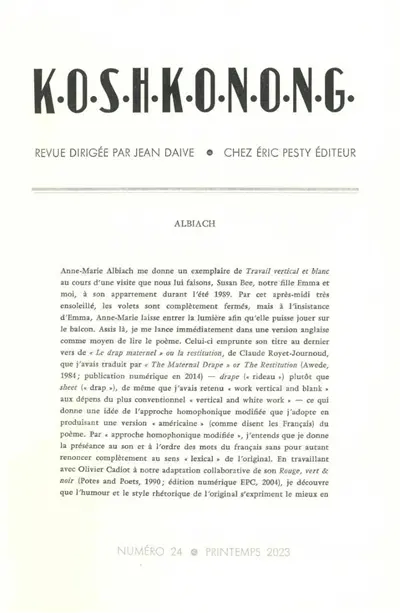KOSHKONONG, n° 24