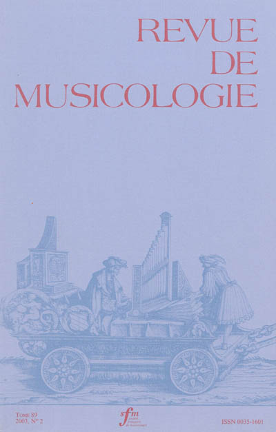Revue de musicologie, n° 2 (2003)