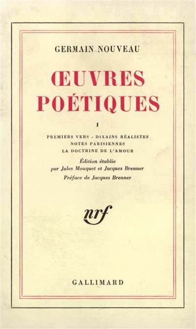 Oeuvres poétiques. Vol. 1