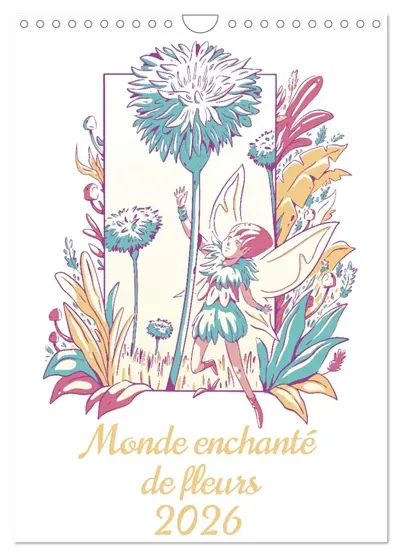 Monde enchanté de fleurs (Calendrier mural 2026 DIN A4 horizontal), CALVENDO calendrier mensuel : Plongez dans un monde enchanteur où des fleurs illustrées prennent vie avec de délicates fées.
