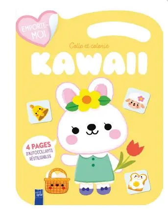 Colle et colorie kawaii : le lapin de Pâques