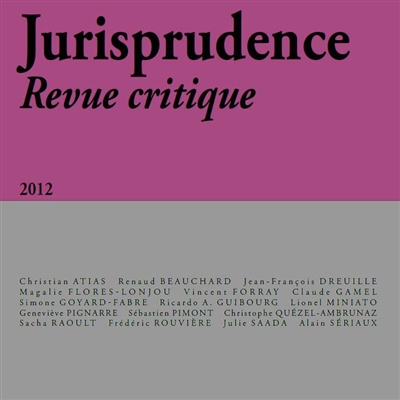 Jurisprudence : revue critique, n° 3 (2012)