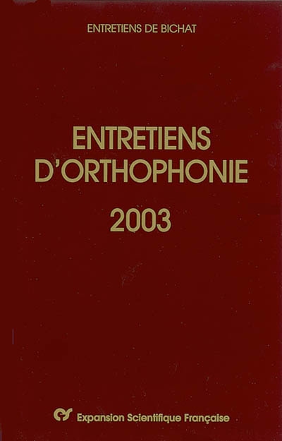 Entretiens d'orthophonie 2003