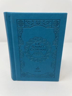 Le saint Coran bilingue : couverture daim turquoise
