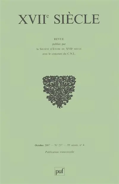 Dix-septième siècle, n° 237. Les jésuites dans l'Europe savante : journée d'étude de la Société d'étude du XVIIe siècle