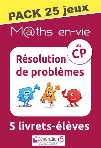 M@ths en-vie : résolution de problèmes au CP, 5 livrets-élèves : pack 25 jeux