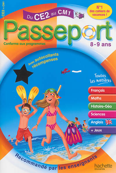 Passeport du CE2 au CM1, 8-9 ans : avec autocollants récompenses