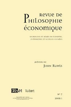 Revue de philosophie économique, n° 7. Autour de John Rawls