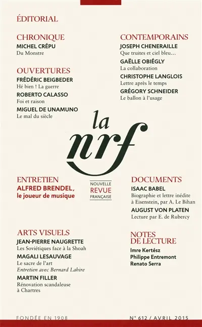 Nouvelle revue française, n° 612