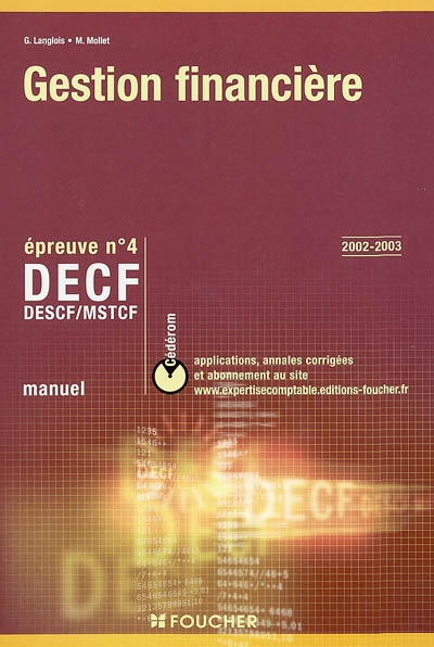 Gestion financière, DECF, DESCF, MSTCF, épreuve n° 4 : édition 2002-2003