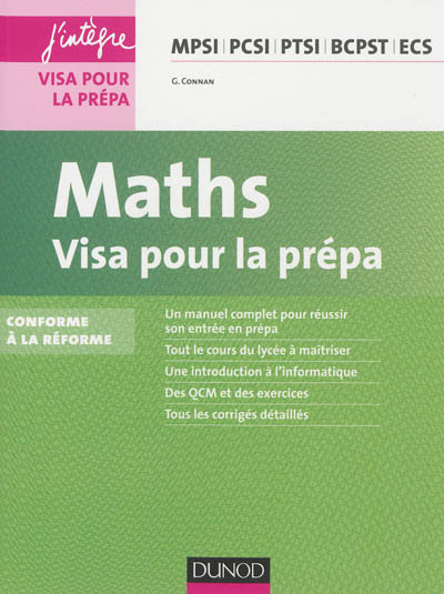 Maths : visa pour la prépa MPSI, PCSI, PTSI, BCPST, ECS