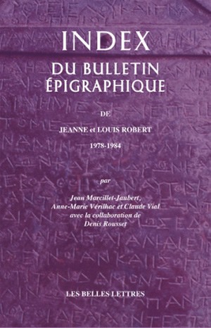 Index du bulletin épigraphique de J. et L. Robert. 1978-1984