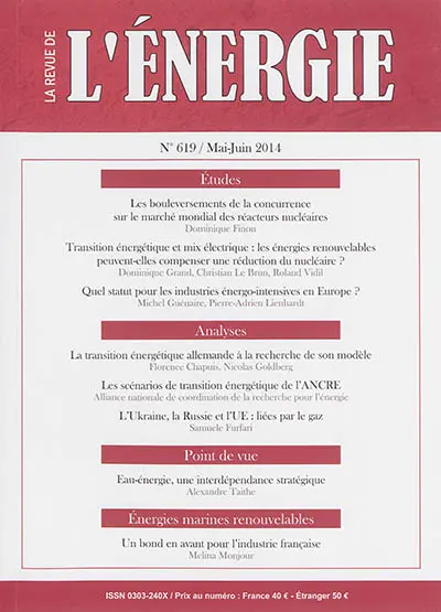 Revue de l'énergie, n° 619