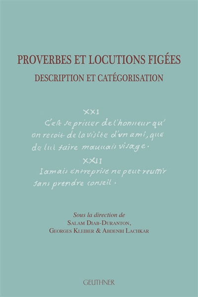 Proverbes et locutions figées : description et catégorisation