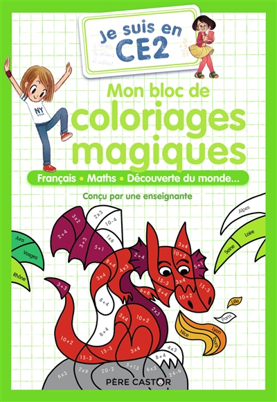 Mon bloc de coloriages magiques : je suis en CE2 : français, maths, découverte du monde... - Magdalena
