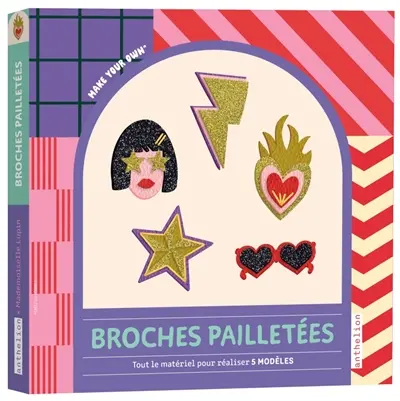 Broches pailletées : tout le matériel pour réaliser 5 modèles