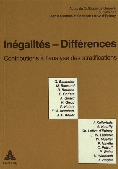 Inégalités-différences : contributions à l'analyse des stratifications