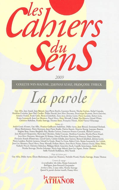 Cahiers du sens (Les), n° 19. La parole