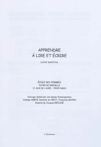 Apprendre à lire et écrire : livret monitrice