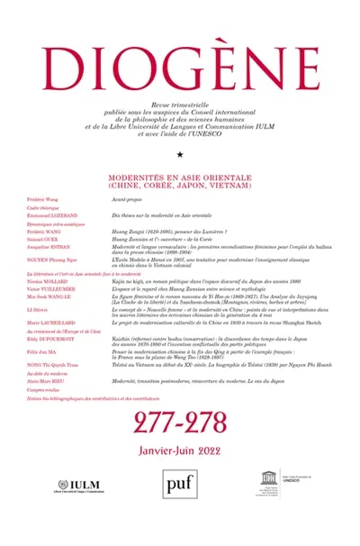 Diogène, n° 277-278. Modernités en Asie orientale : Chine, Corée, Japon, Vietnam
