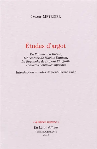 Etudes d'argot