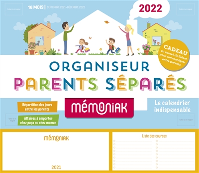 Organiseur parents séparés 2022 : 16 mois, de septembre 2021 à décembre 2022