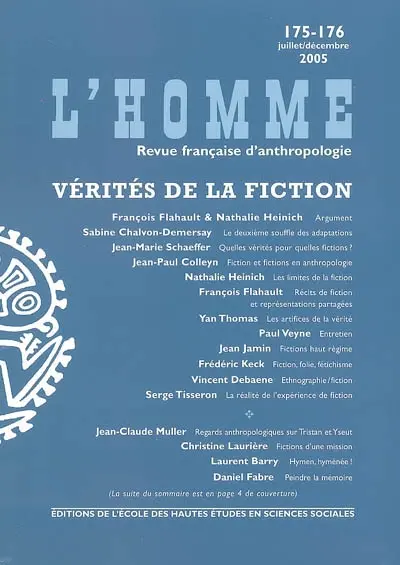 Homme (L'), n° 175-176. Vérités de la fiction