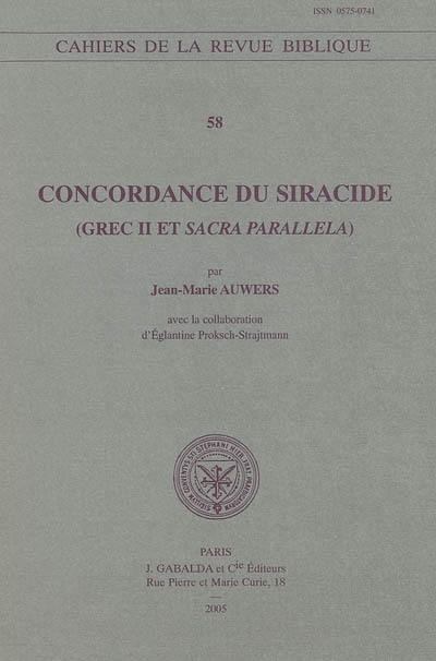 Concordance du Siracide : Grec II et Sacra parallela