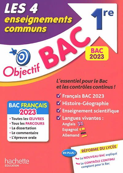 Les 4 enseignements communs 1re : bac 2023