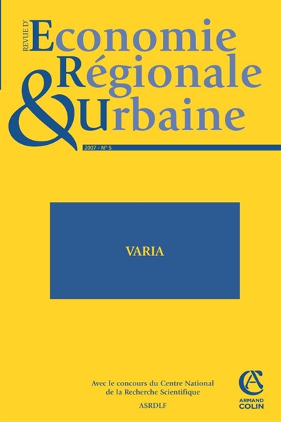 Revue d'économie régionale...