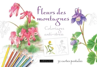 Fleurs des montagnes : coloriages anti-stress : 32 cartes postales