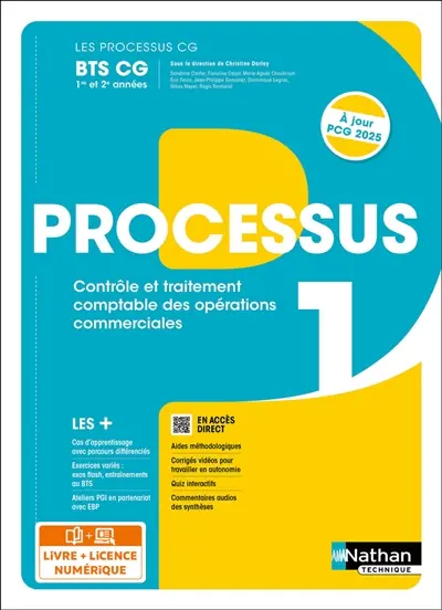Processus 1 BTS CG 1re et 2e années : contrôle et traitement comptable des opérations commerciales : livre + licence élève