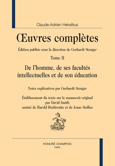 Oeuvres complètes. Vol. 2. De l'homme, de ses facultés intellectuelles et de son éducation