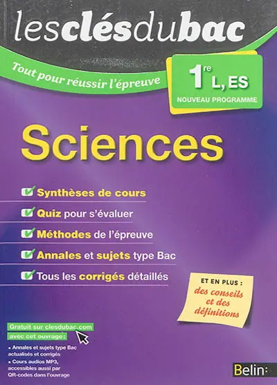 Sciences 1re L, ES : nouveau programme