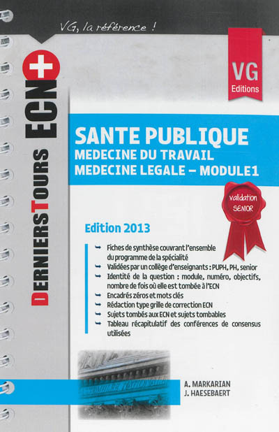 Santé publique, médecine du travail, médecine légale : module 1