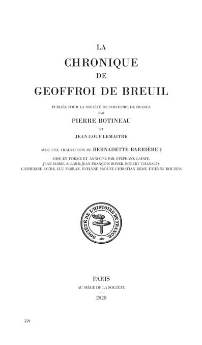 La chronique de Geoffroi de Breuil : prieur de Vigeois