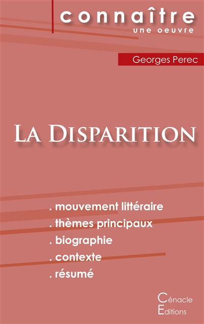 Fiche de lecture La Disparition de Georges Perec (Analyse littéraire de référence et résumé complet)