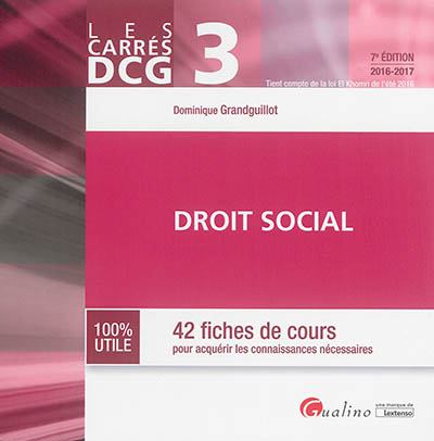 Droit social : 42 fiches de cours pour acquérir les connaissances nécessaires : 2016-2017